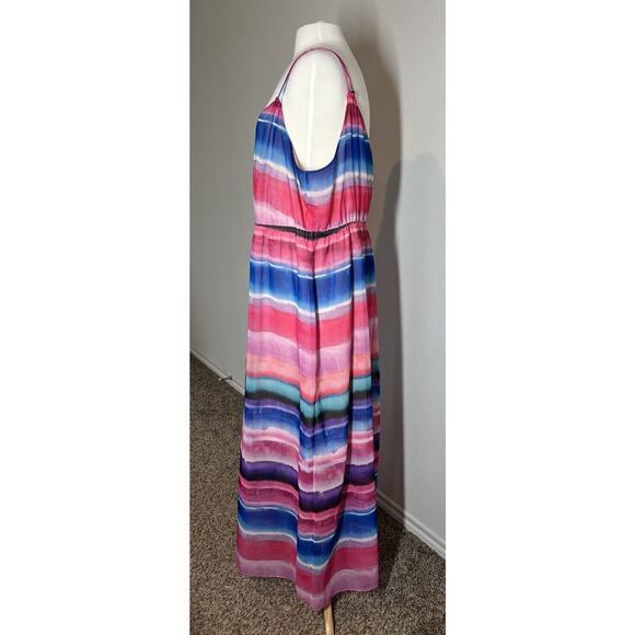 Lane Bryant Maxi Dress Womens Size 18 20 Semi Sheer Lined Pink Blue Beachy Boho - Picture 4 of 12